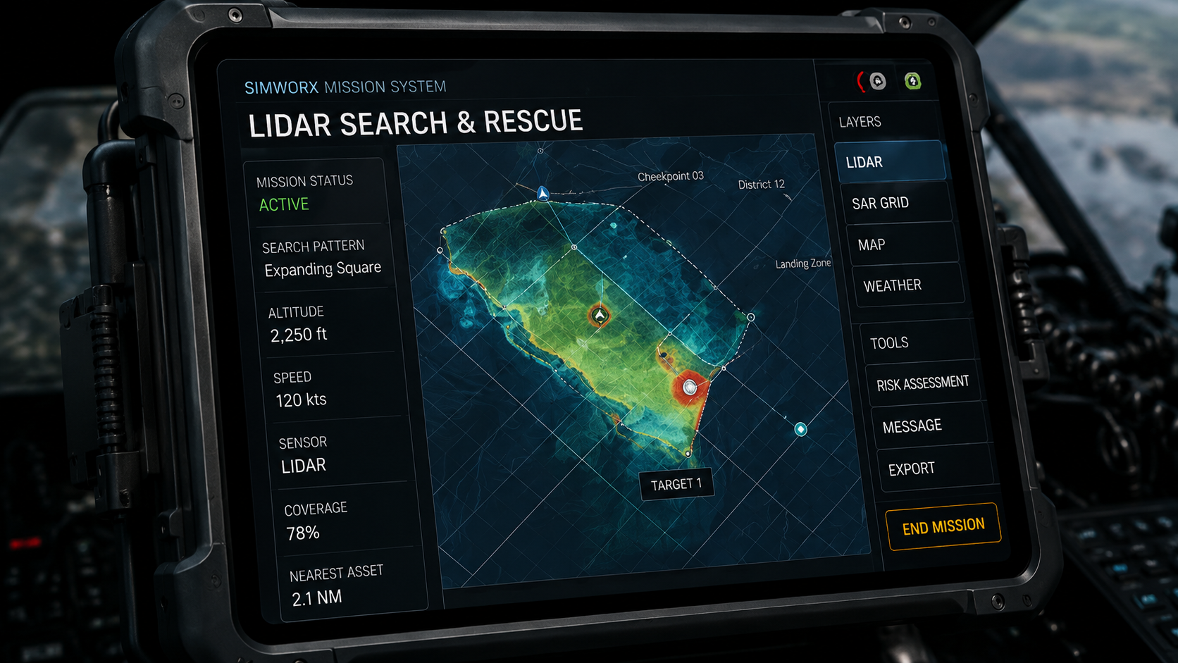 LiDAR search and rescue mission interface